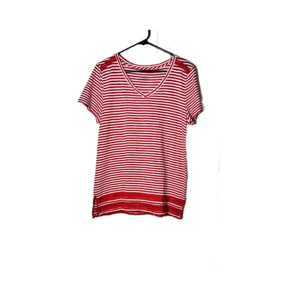 Talbots Red and White Striped T-Shirt - Picture 1 of 3